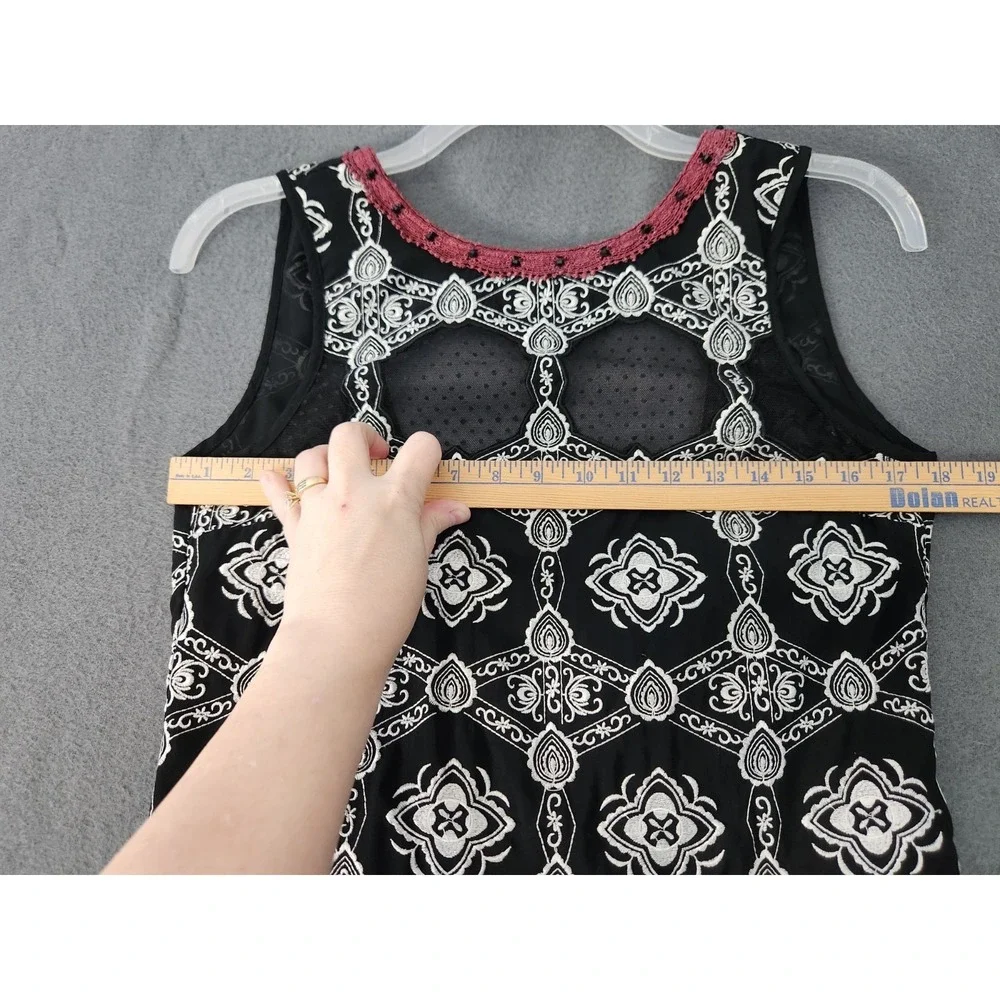 Free People Whimsigoth Fairy Beaded‎ Dress Witchy Goth Sleeveless S Embroidered